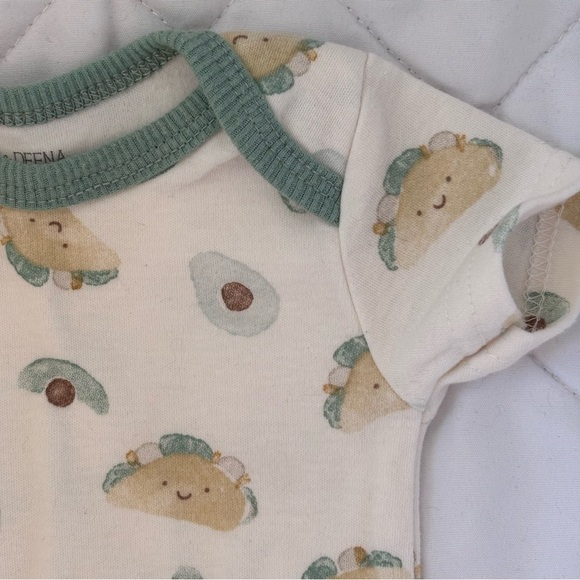 ⭒ 3-6M Kyle & Deena New York Avocado Taco Bodysuit Pastel Unisex Green Trim ⭒ - Picture 3 of 8
